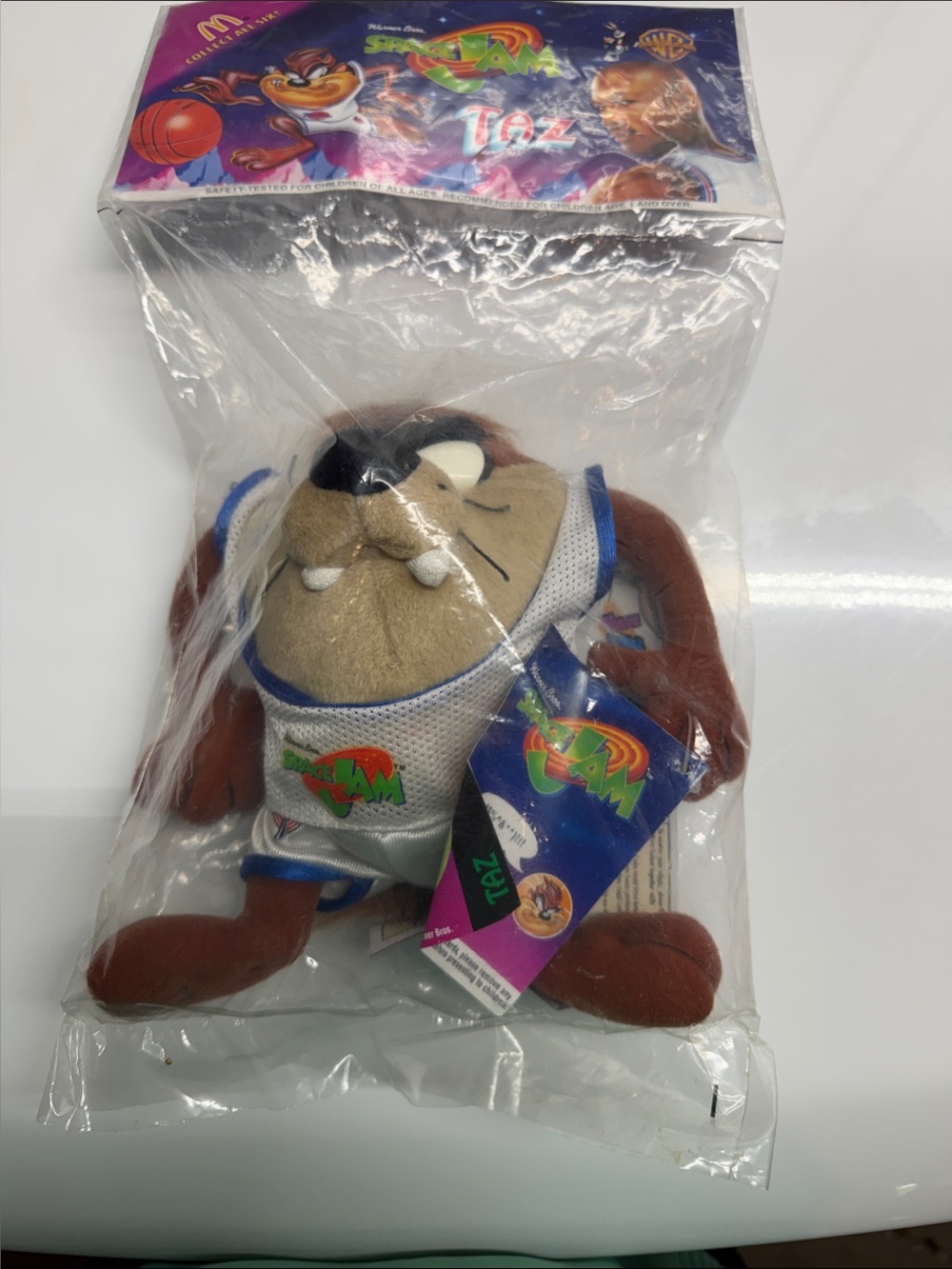 Warner Bros. Taz Plush in Brown, White & Blue - Space Jam Jersey